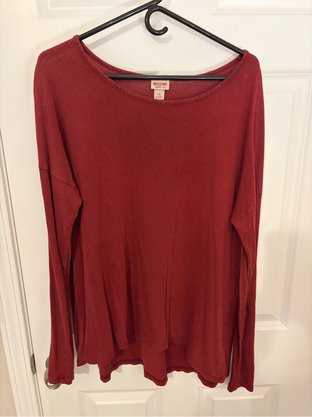 Mossimo Supply Co. Long Sleeve Scoop Neck Top - Rust Red - Large